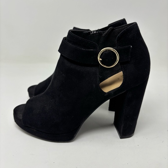 H&M Black Peep Toe Ankle Boots Size 7 - Picture 2 of 15